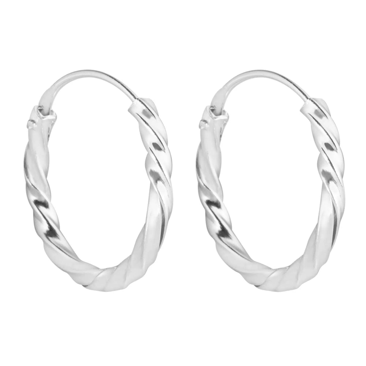 Charming Silver Twist Hoop Earrings