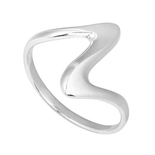 Elegant Stylised Silver Wave Ring