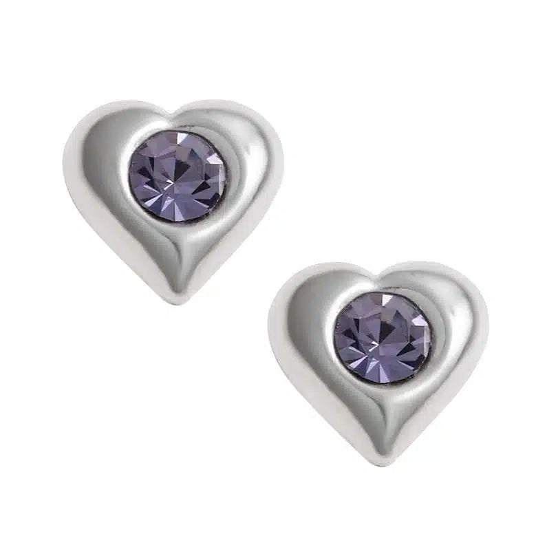 Tanzanite Puff Heart Studs