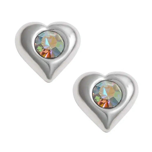 Abalone Puff Heart Studs