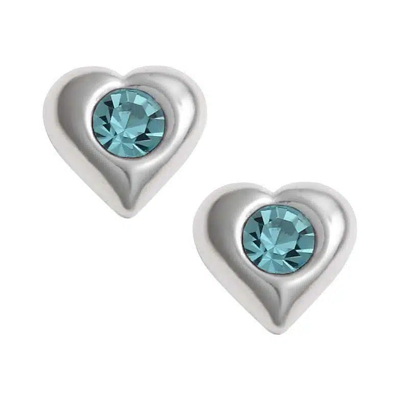 Aqua Puff Heart Studs