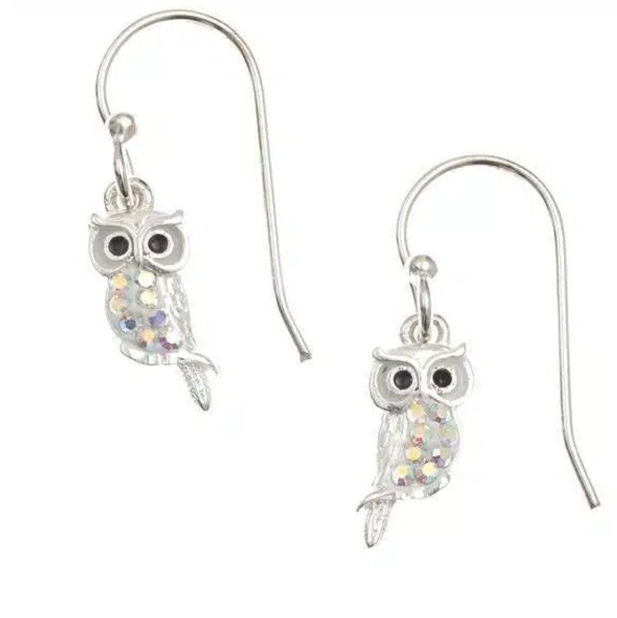 Abalone Crystal Owl Earrings