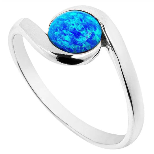 Dazzling Blue Opal Swirl Ring