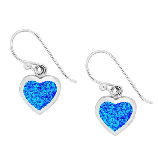 Blue Opal Heart Earrings