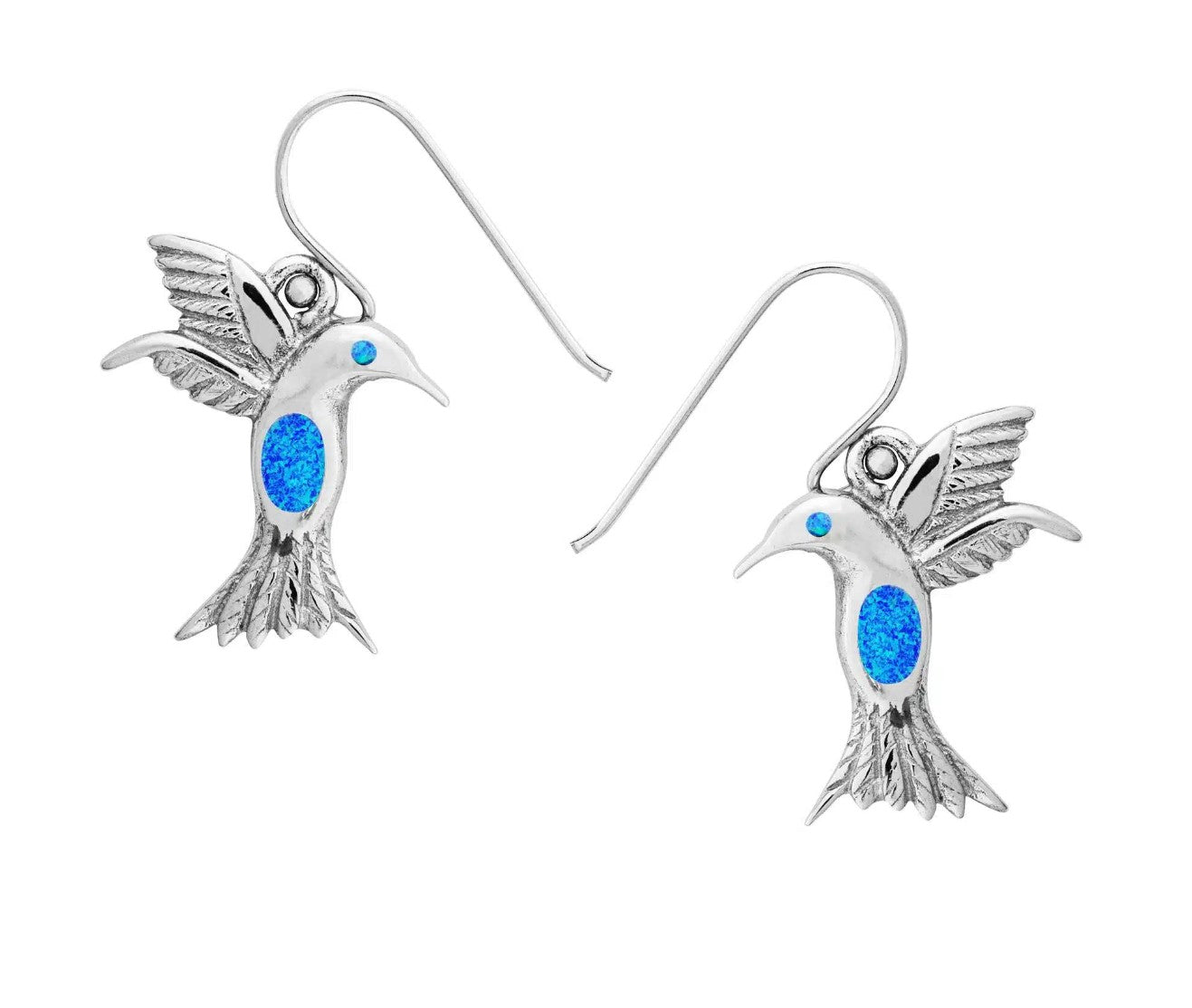 Blue Opal Hummingbird Earrings