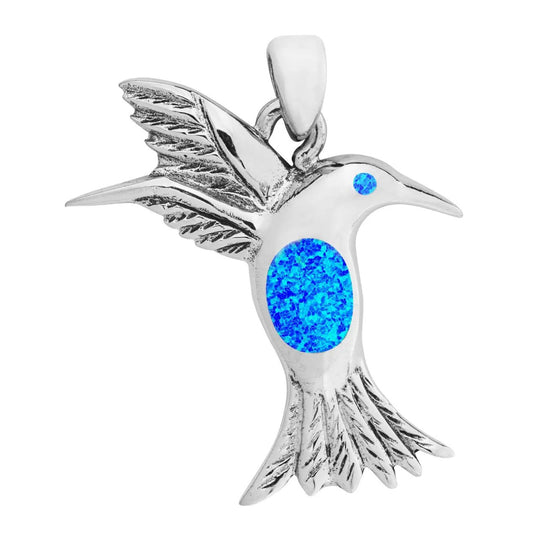 Blue Opal Hummingbird Pendant