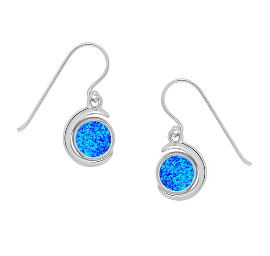 Blue Opal Moon Earrings