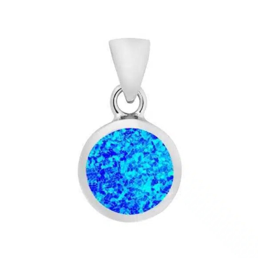 Blue Opal Round Pendant