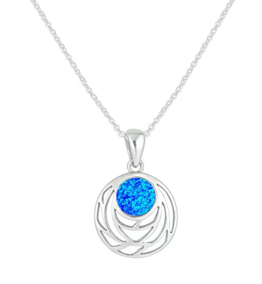 Blue Opal Round Style Pendant