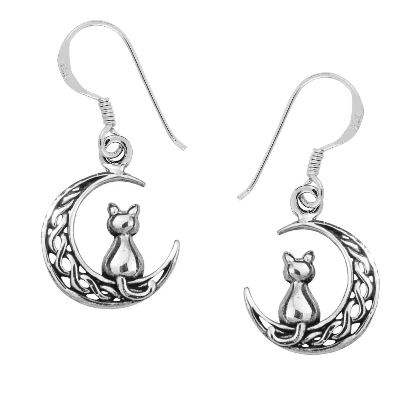 Cat Silver Earrings