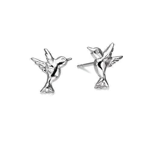 Beautiful Silver Hummingbird Studs