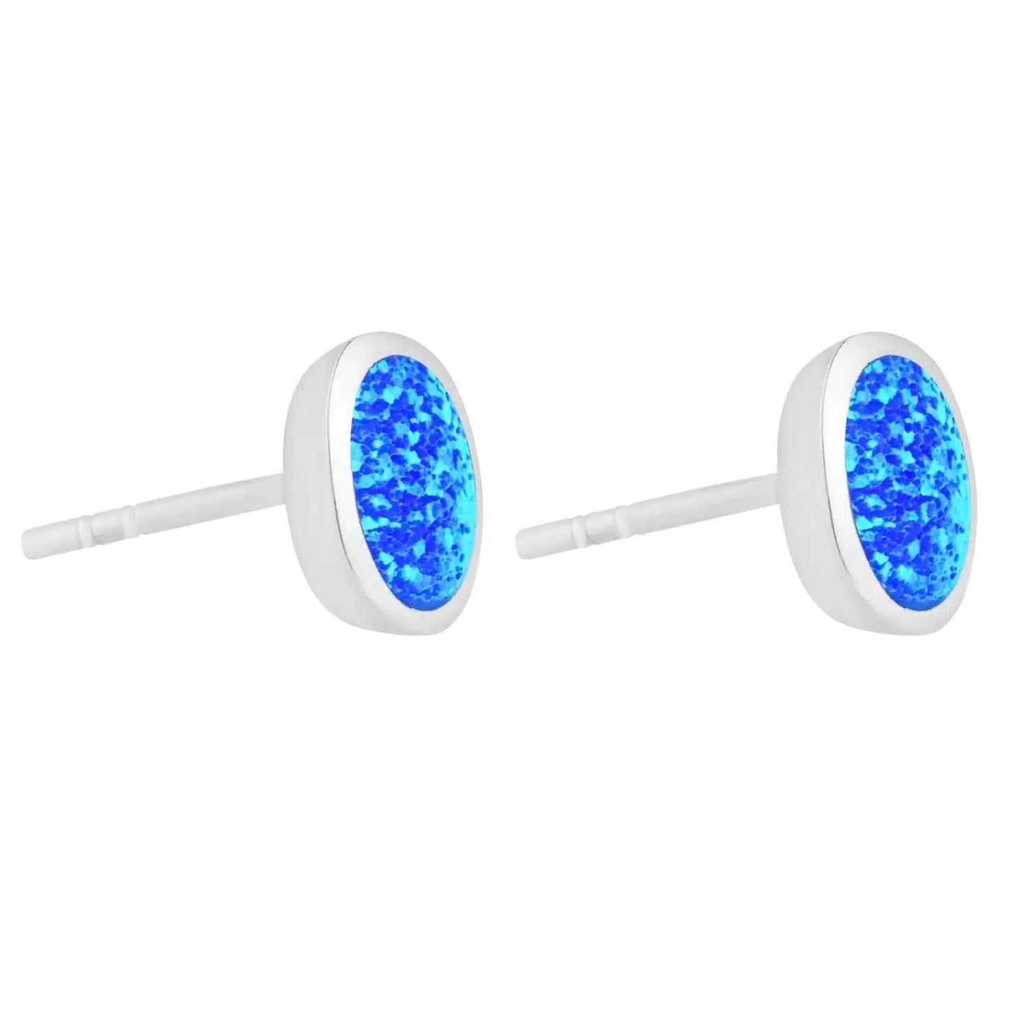 Blue Opal Oval Studs