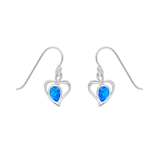 Opal Offset Heart Earrings