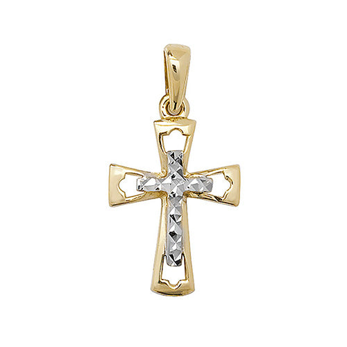 9ct Yellow & White Gold Cross DC Pendant – Stylish Two-Tone Design | A&N Jewels