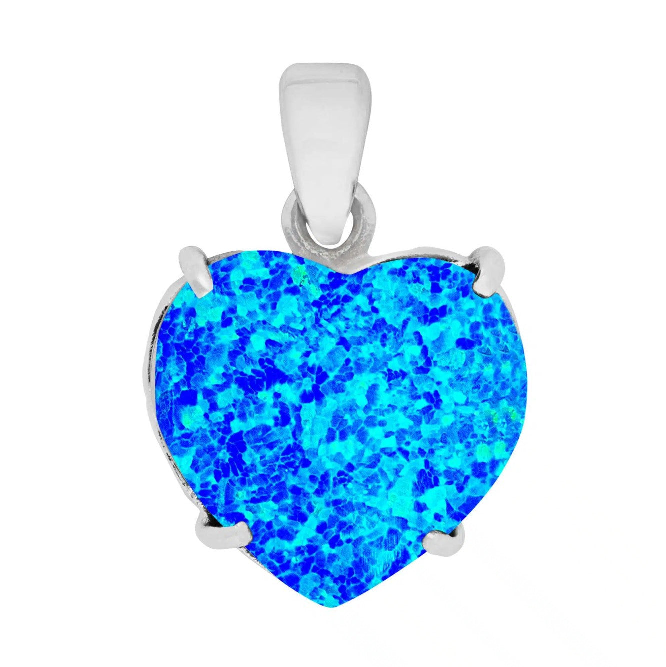 Pretty Blue Opal Heart Pendant