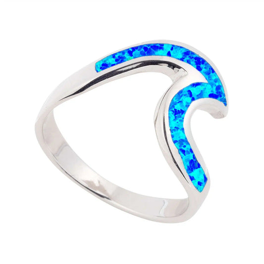 Stunning Blue Opal Wave Ring