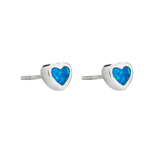 Heart Blue Opal Studs