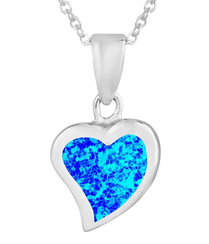 Stunning Blue Opal Heart Pendant