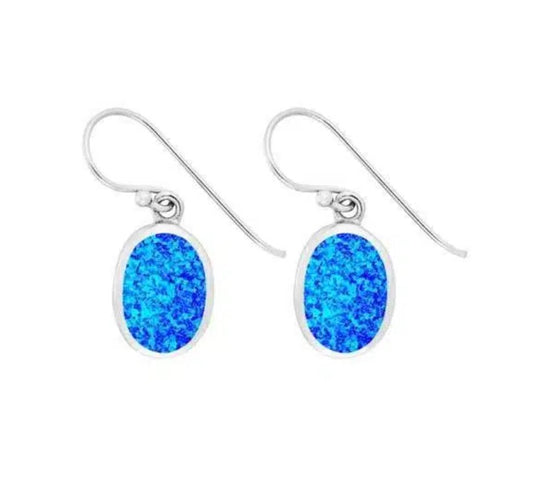 Stunning Blue Opal Oval Earrings