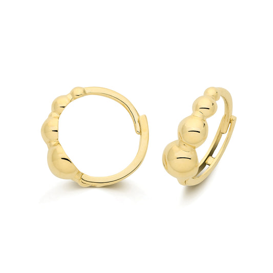 9ct Yellow Gold Bubble Huggie Earrings