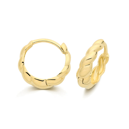 9ct Yellow Gold Shell Huggie Earrings