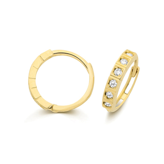 9ct Yellow Gold CZ Huggie Earrings