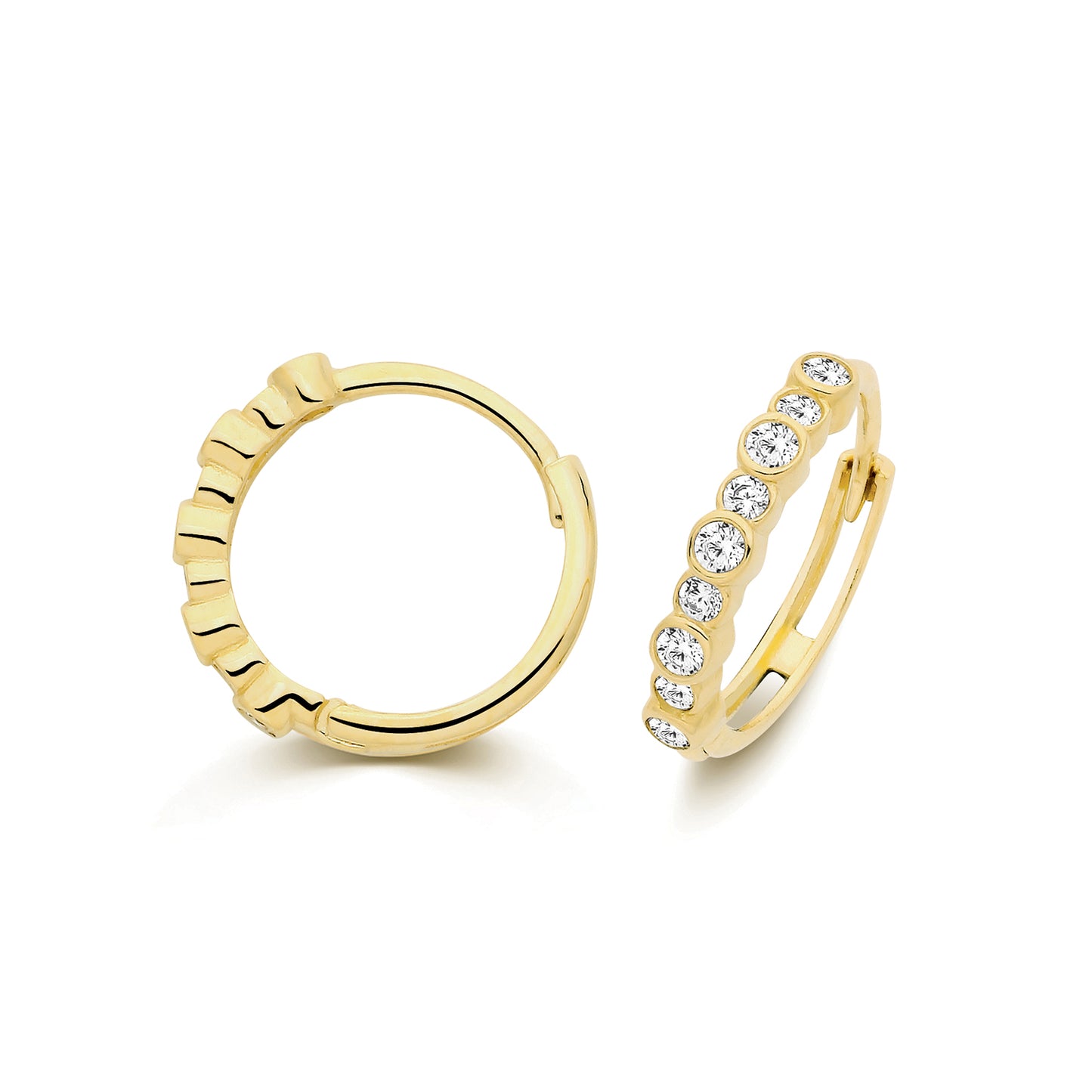 9ct Yellow Gold CZ Huggie Earrings