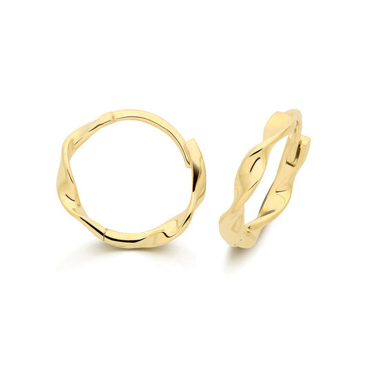 9ct Yellow Gold Twist Huggie Earrings