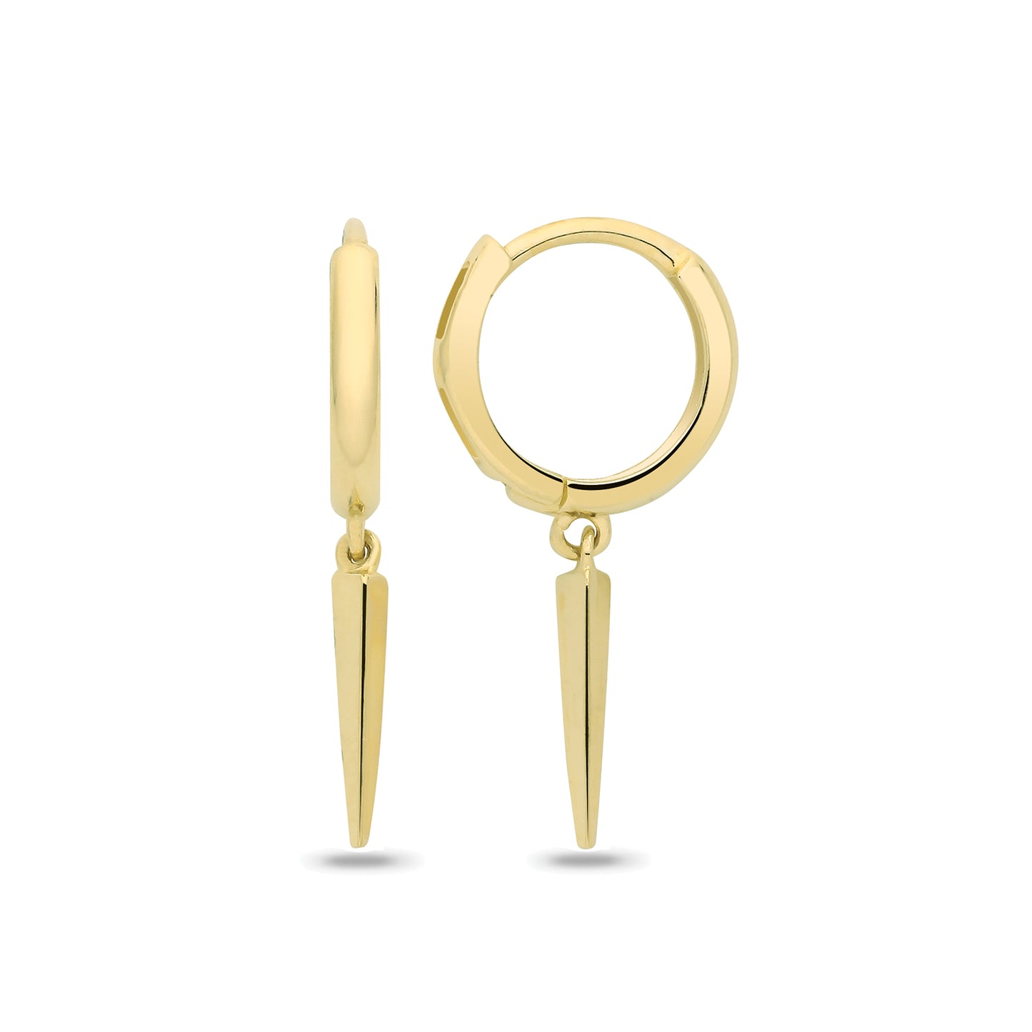 9ct Yellow Gold Huggy Spike Drop Earrings