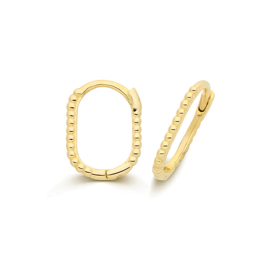 9ct Yellow Gold Square Huggie Earrings