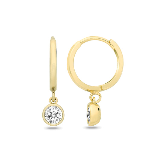 9ct Yellow Gold CZ Drop Huggies