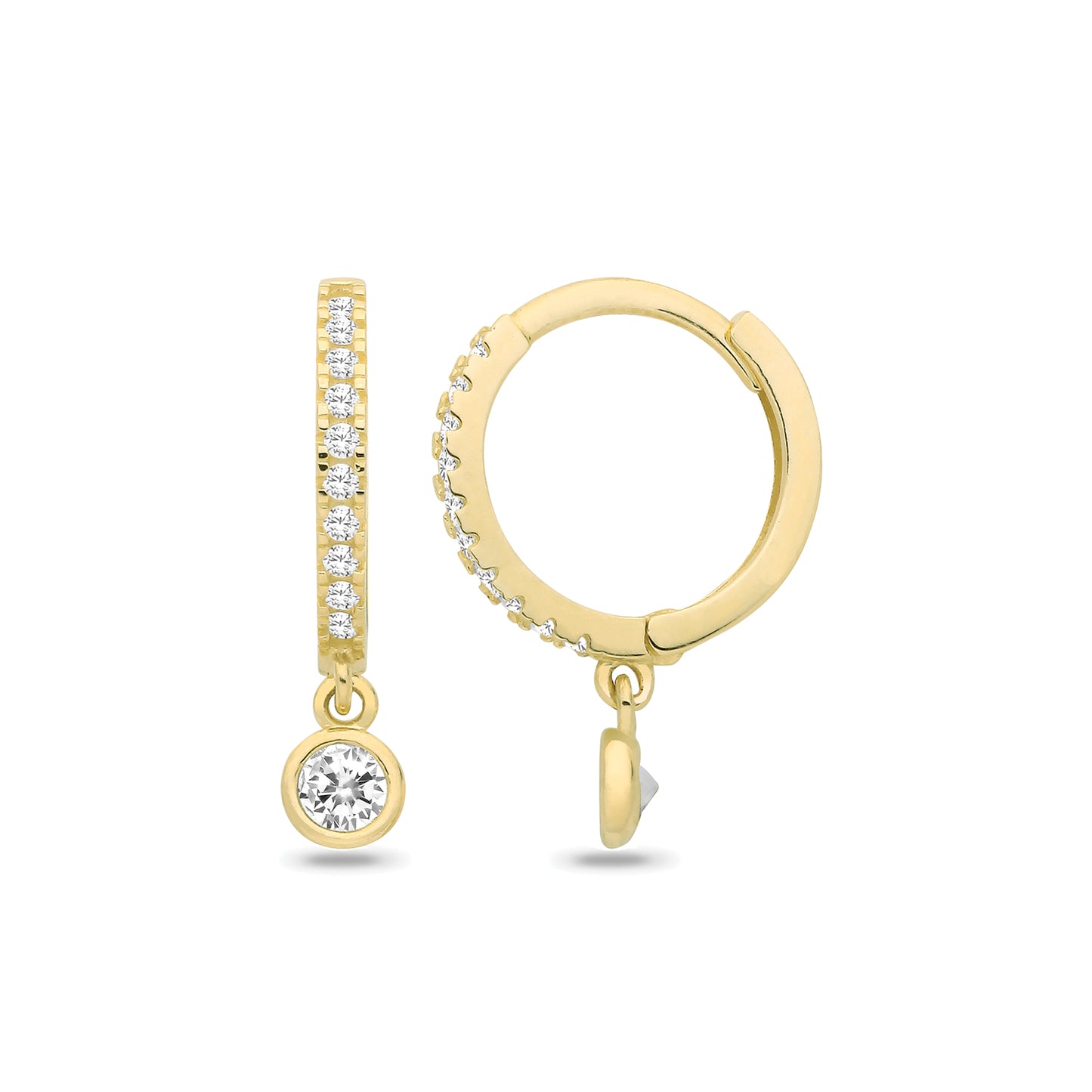 9ct Yellow Gold CZ Drop Huggies