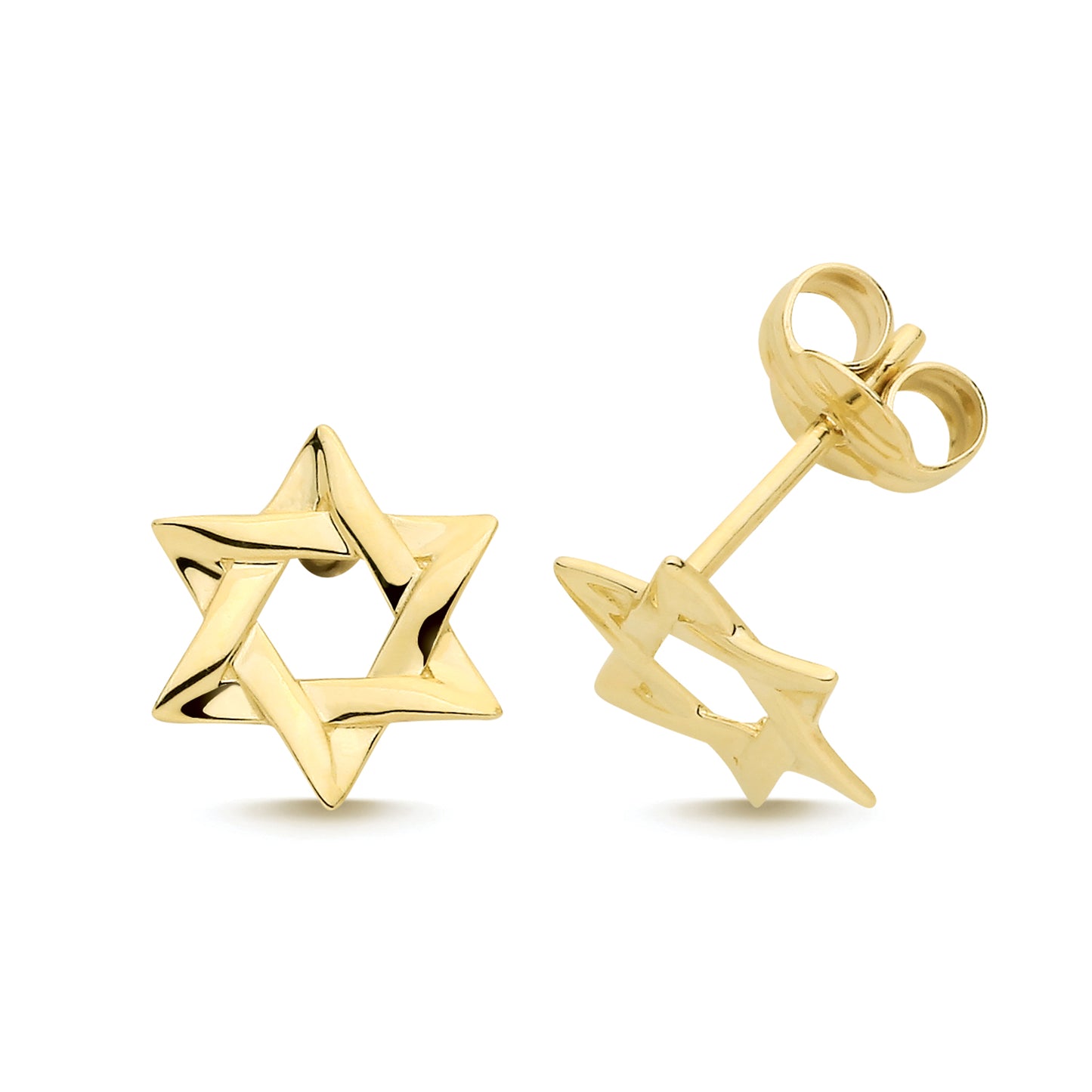 9ct Yellow Gold Star of David Stud Earrings