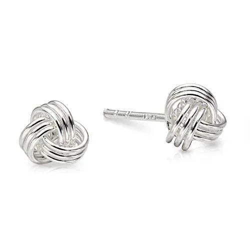 Beautiful Dainty Silver Knot Studs