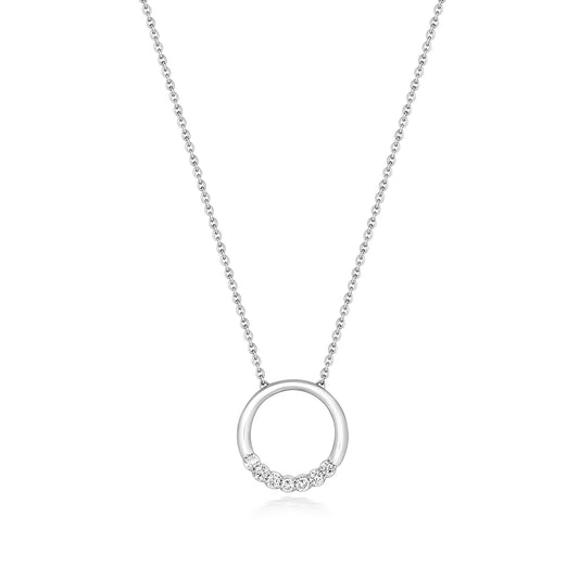 Half Natural Diamond Circle Necklace