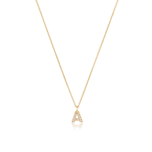 Natural Diamond Initial Necklace - A