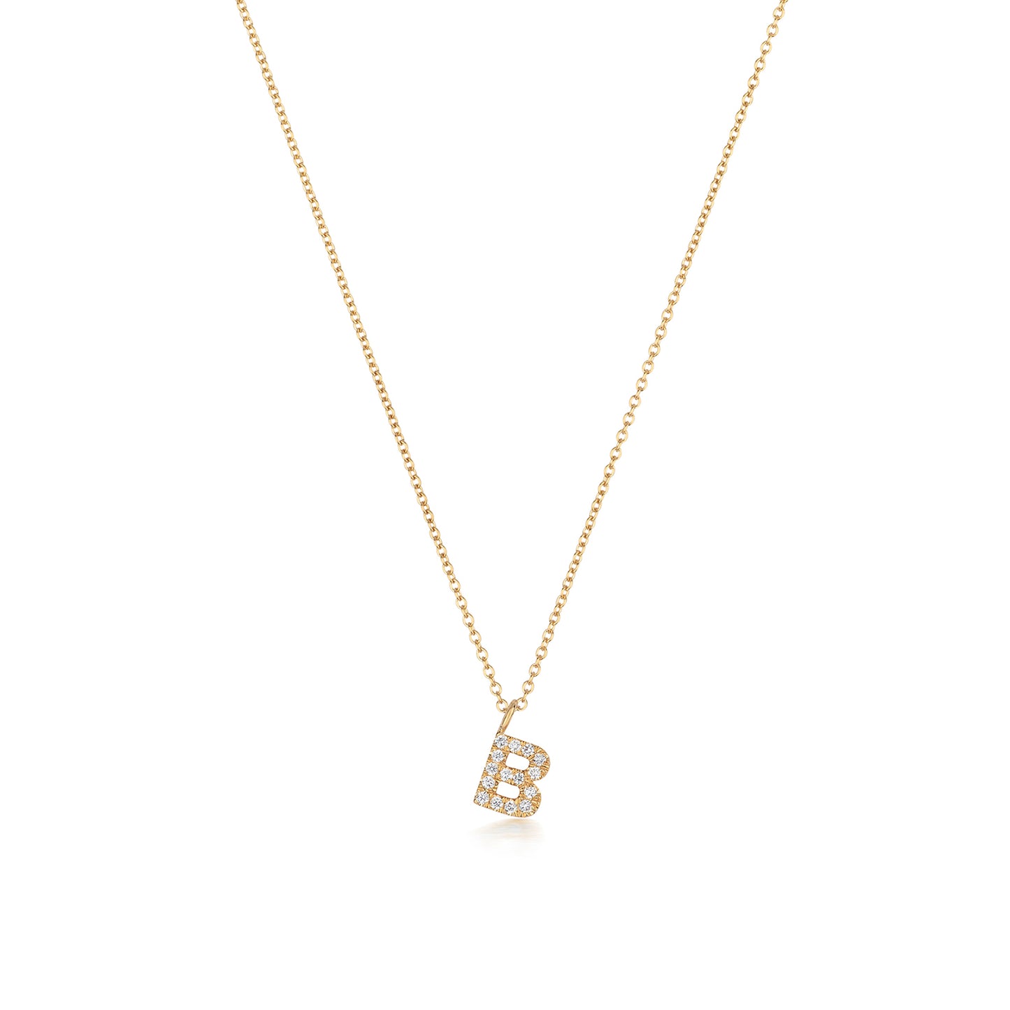 Natural Diamond Initial Necklace -B