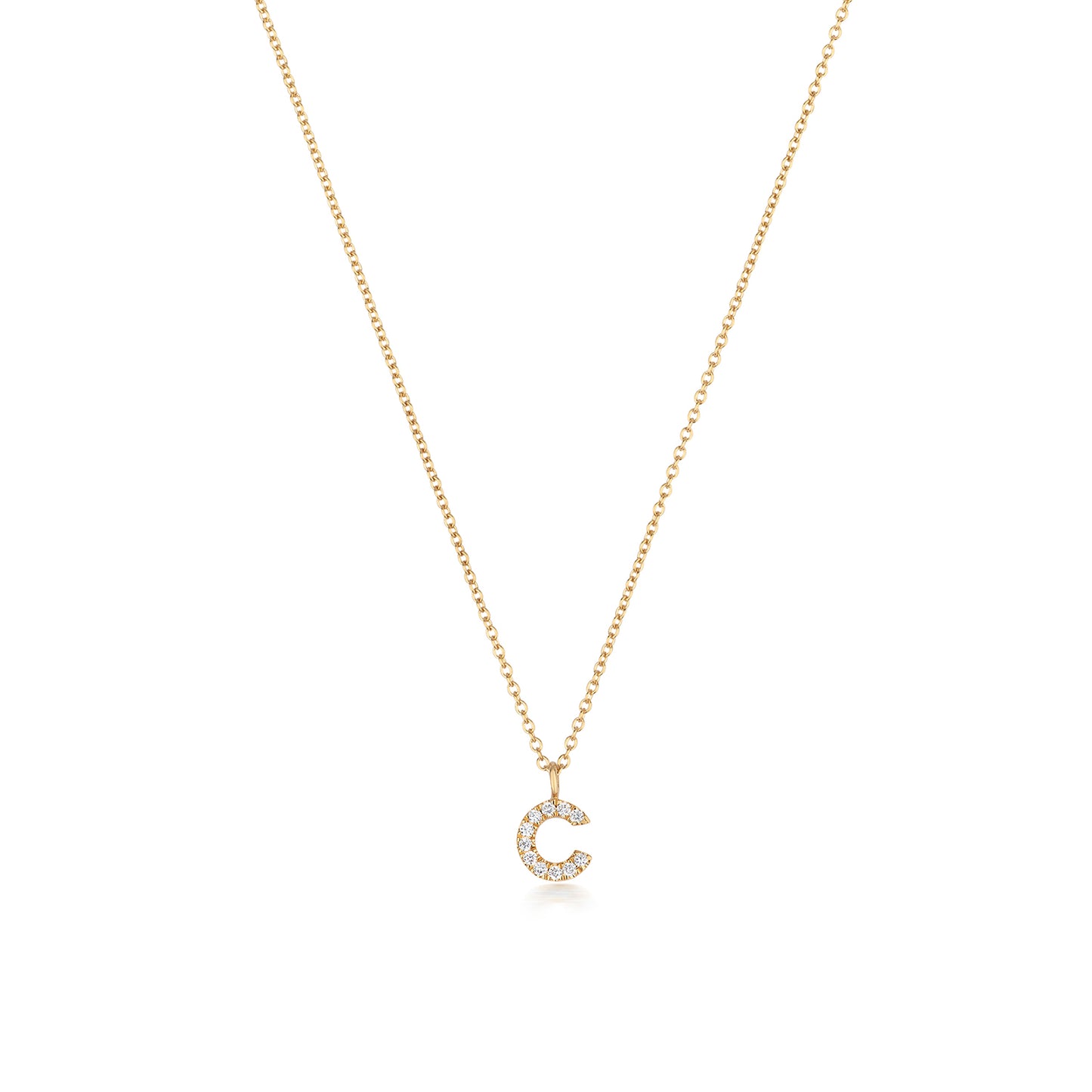 Natural Diamond Initial Necklace -C