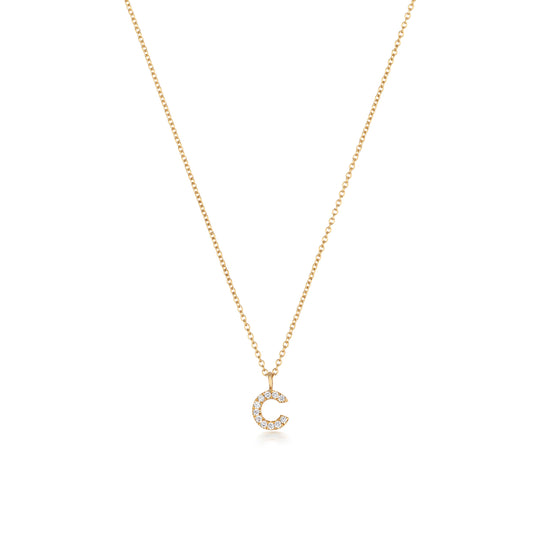 Natural Diamond Initial Necklace -C