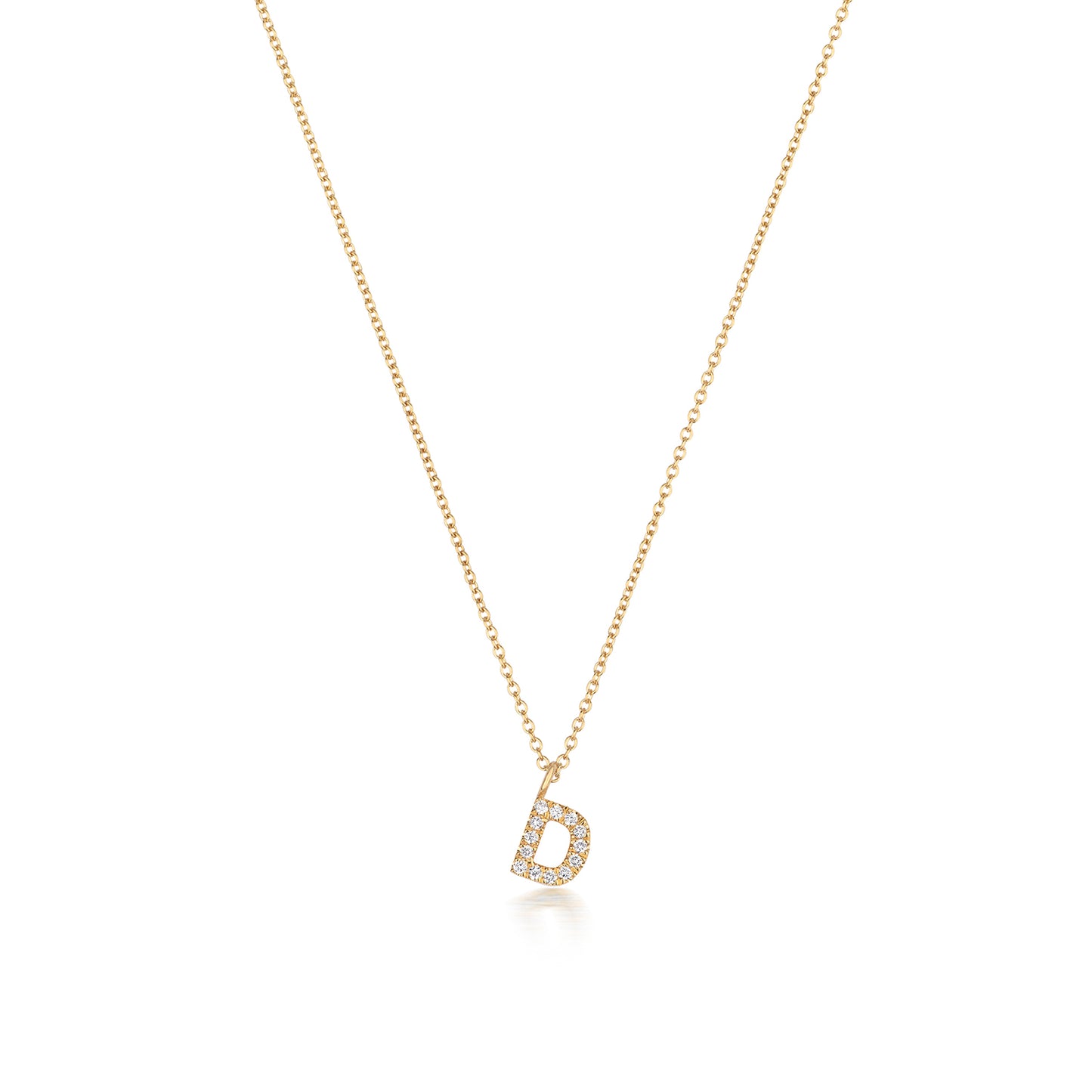 Natural Diamond Initial Necklace-D