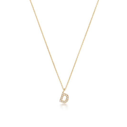 Natural Diamond Initial Necklace-D