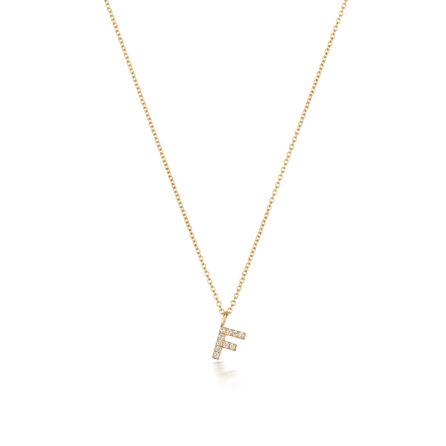 Natural Diamond Initial Necklace-F