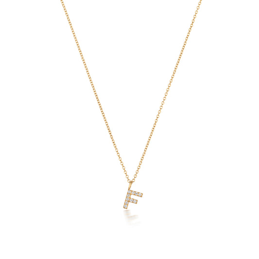 Natural Diamond Initial Necklace-F