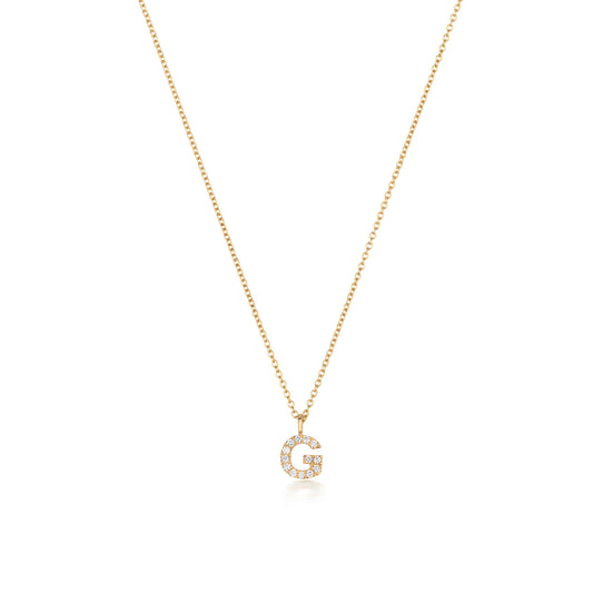 Natural Diamond Initial Necklace-G