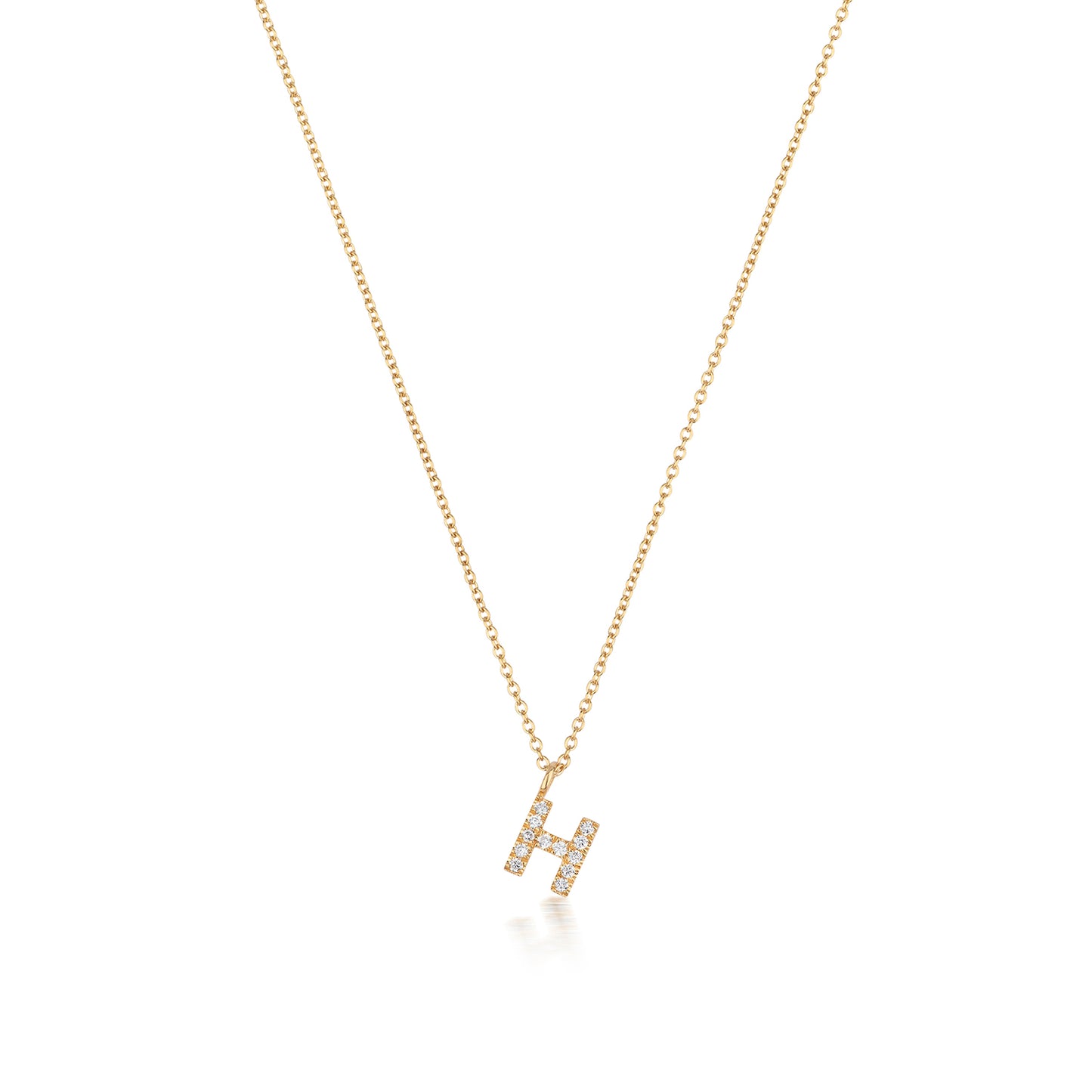 Natural Diamond Initial Necklace-H