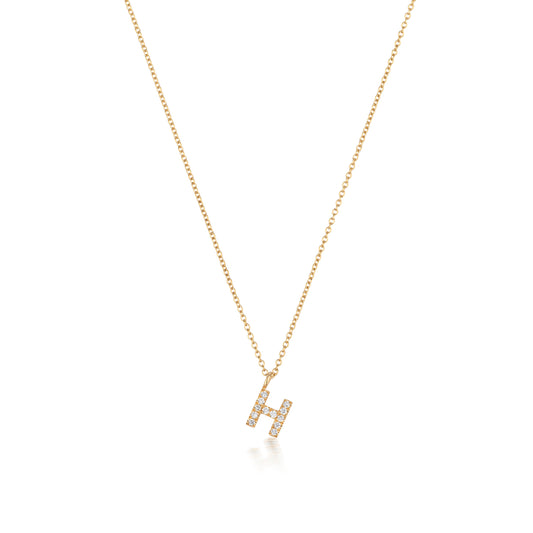 Natural Diamond Initial Necklace-H