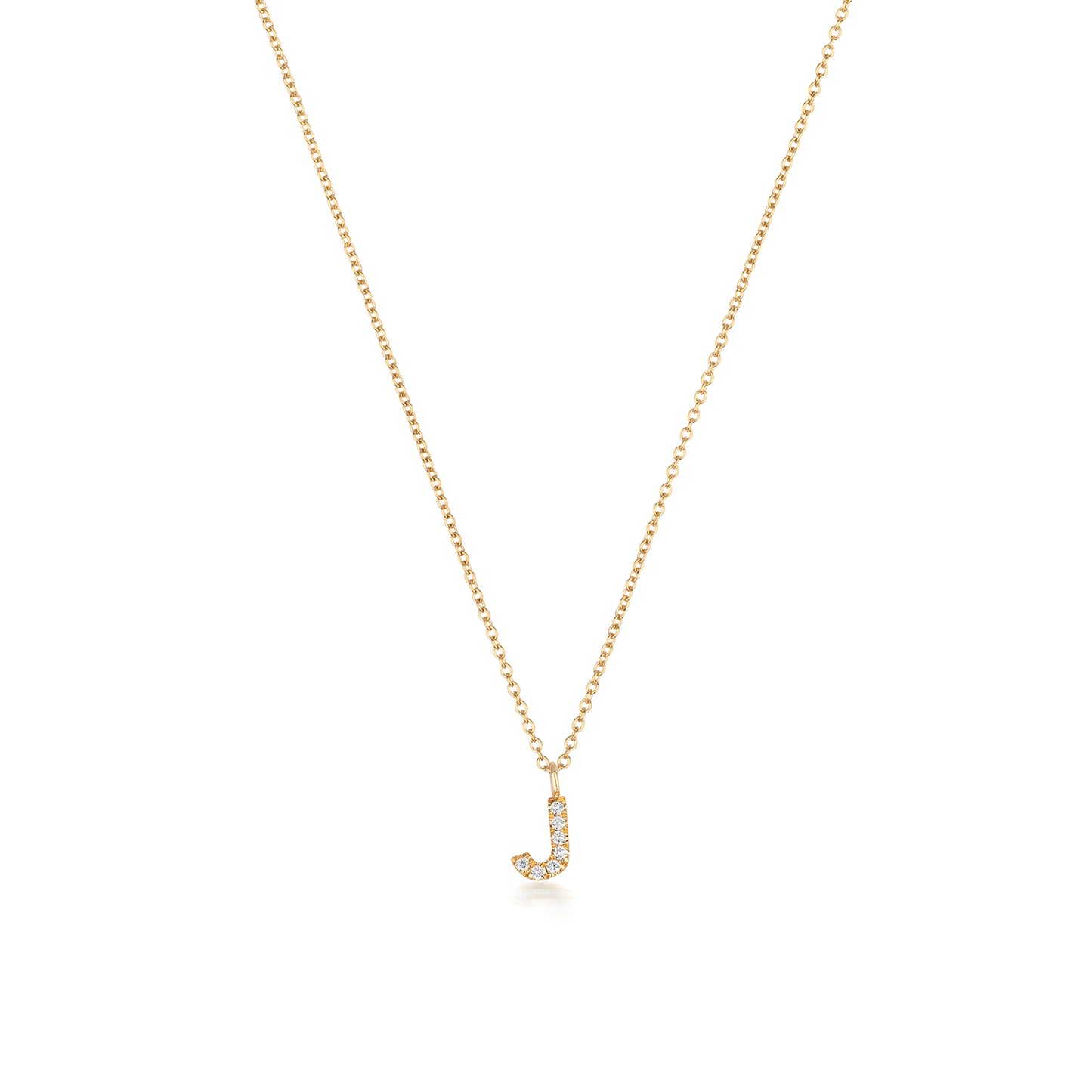 Natural Diamond Initial Necklace- J