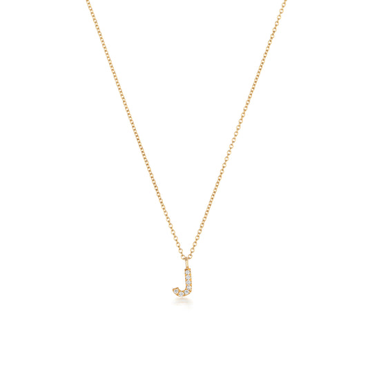 Natural Diamond Initial Necklace- J