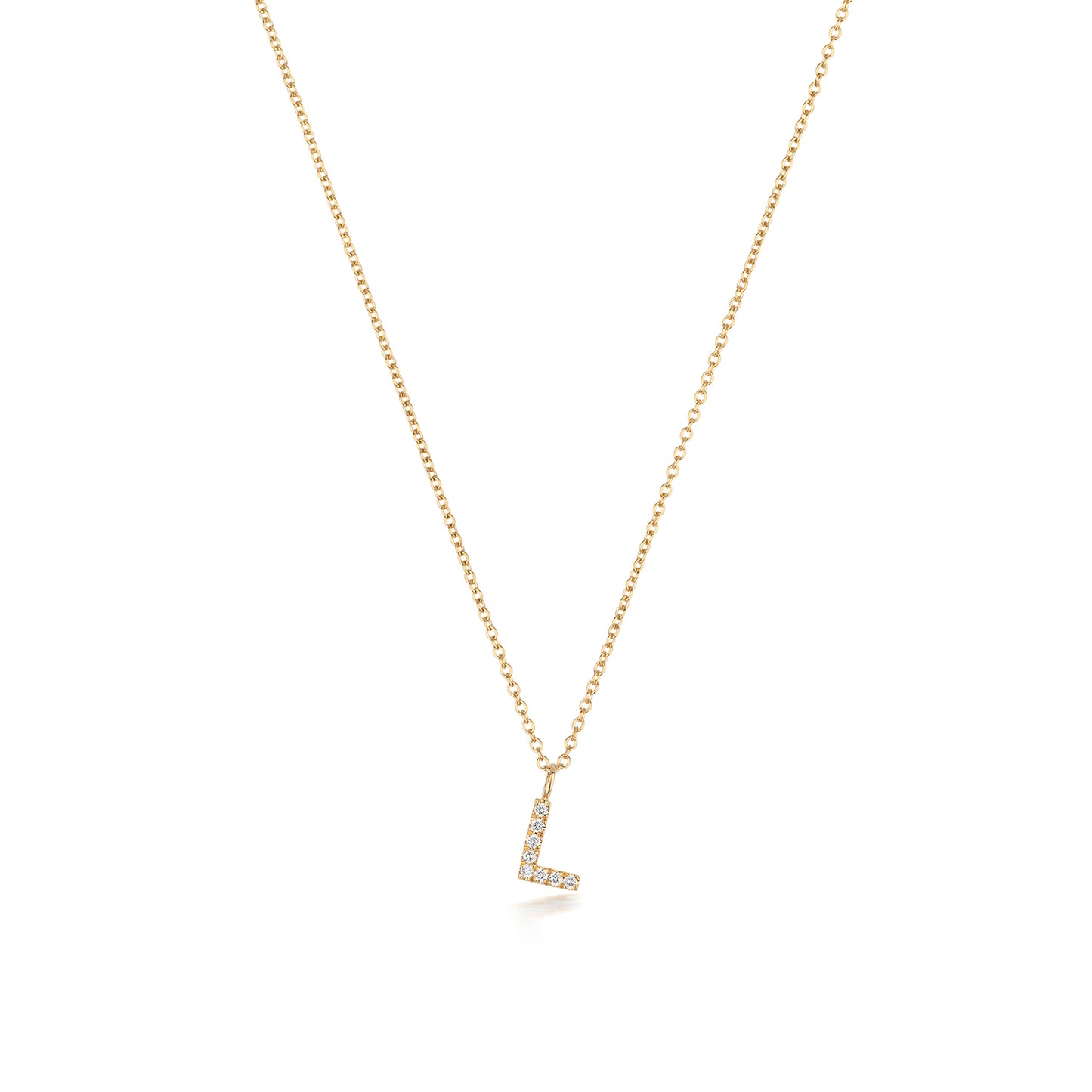 Natural Diamond Initial Necklace-L