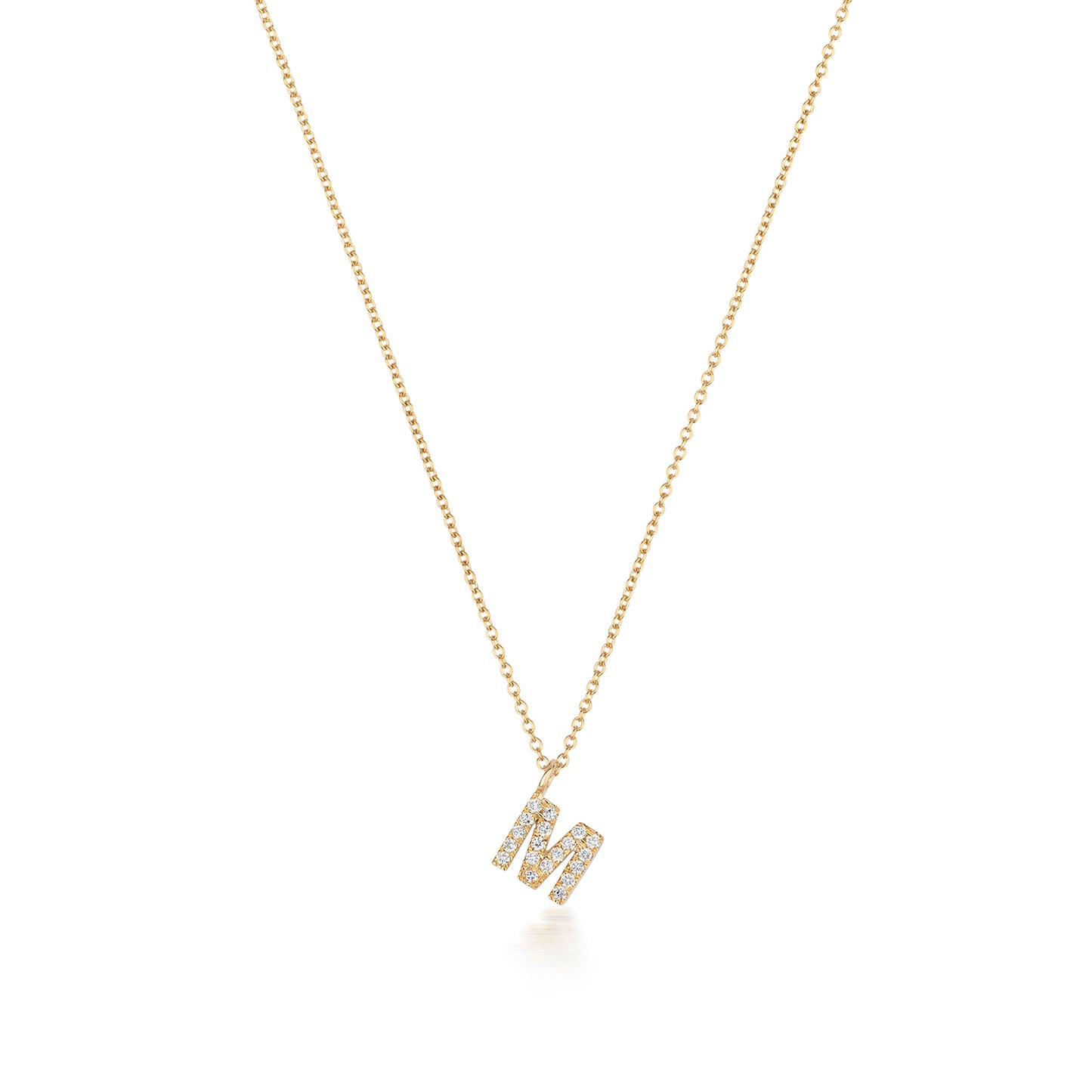 Natural Diamond Initial Necklace -M